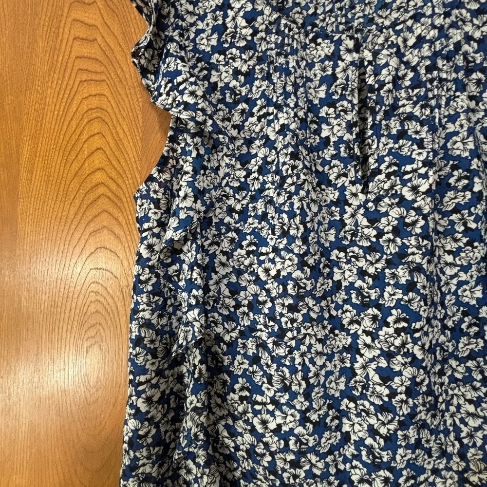 J. Crew Blue and White Floral Blouse